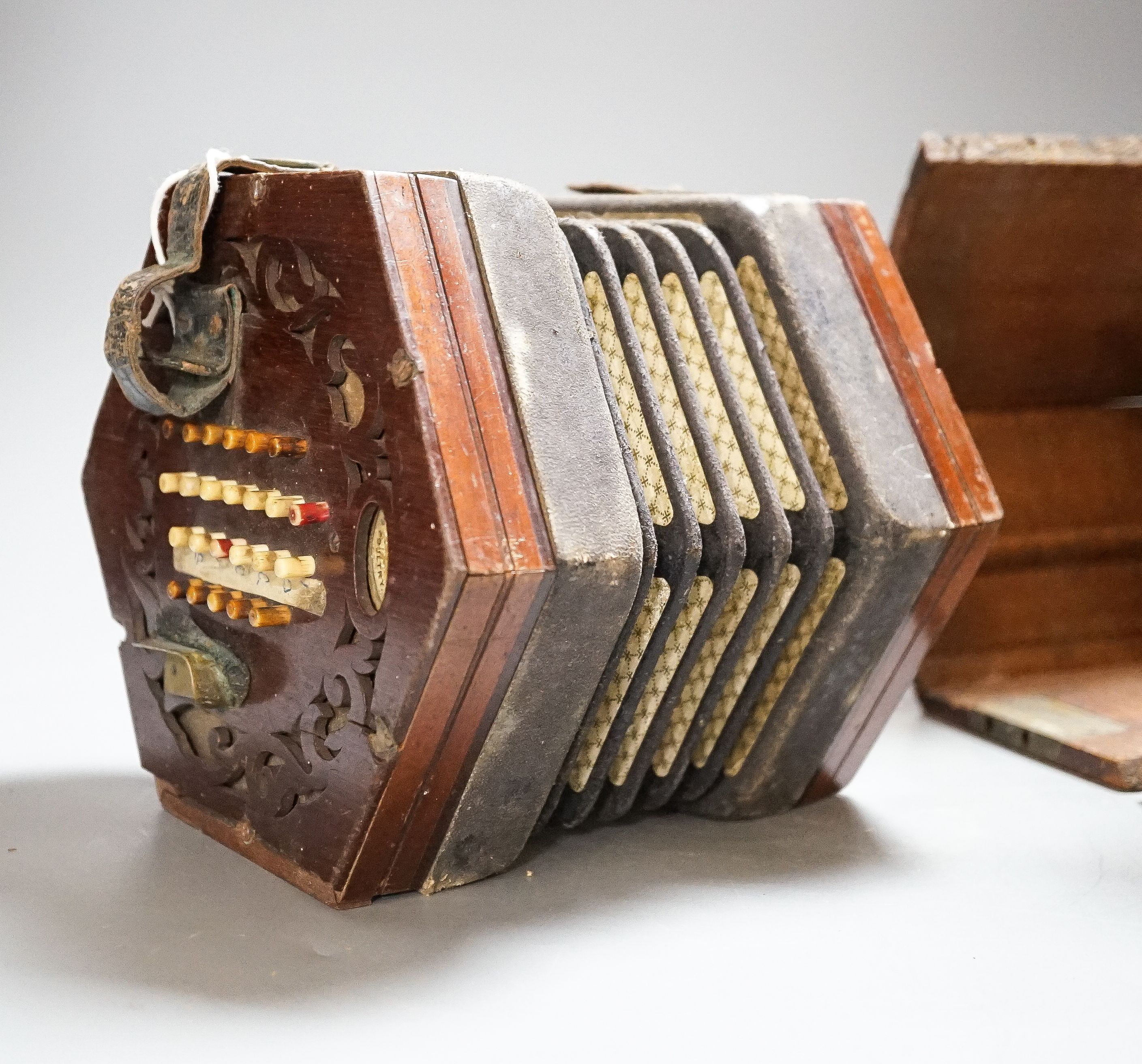 A 48 button concertina by John Alvey Turner, a/f
